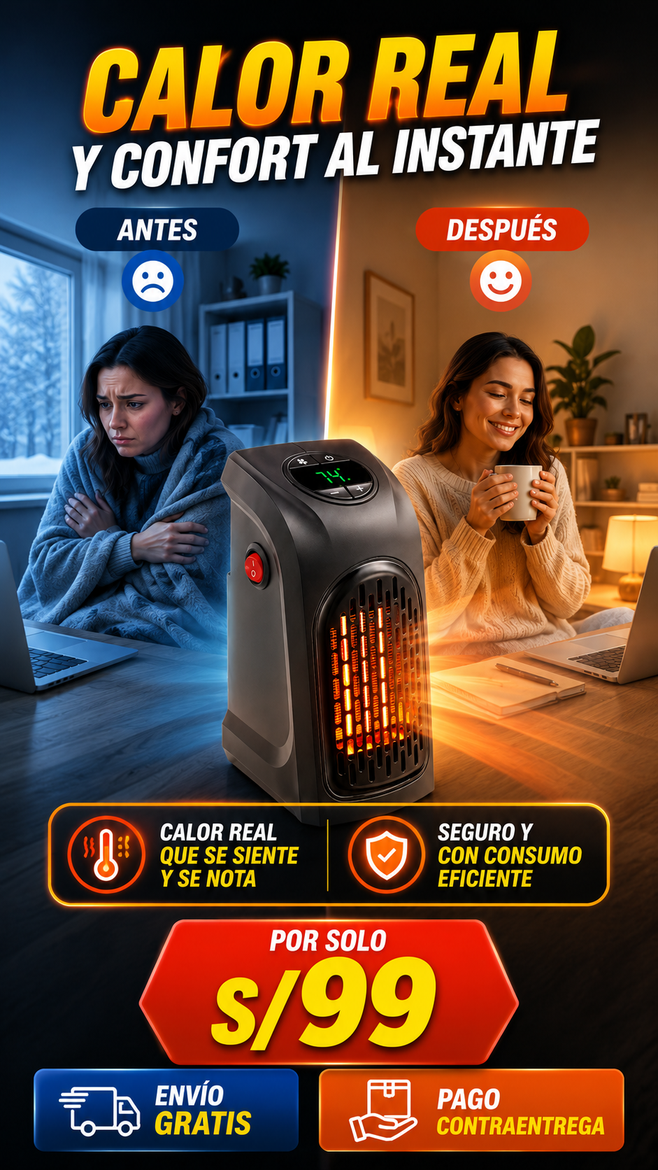 CALEFACTOR ELÉCTRICO PORTÁTIL DE ALTA POTENCIA 400W