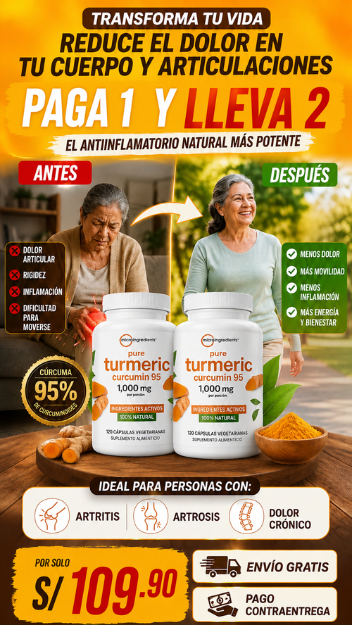 OFERTA 2X1! PAGA 1 Y LLEVA 2 - El Antiinflamatorio Natural Más Potente – Cúrcuma 95%